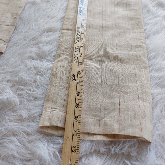 Merona Women's Tan Stripes Linen Straight Leg Pants Size: 6 - Picture 6 of 7